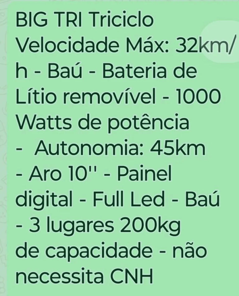 TRICICLO ELÉTRICO ADULTO