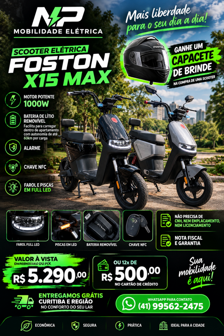Scooter Elétrica Foston X15 Max Nova Zero Km